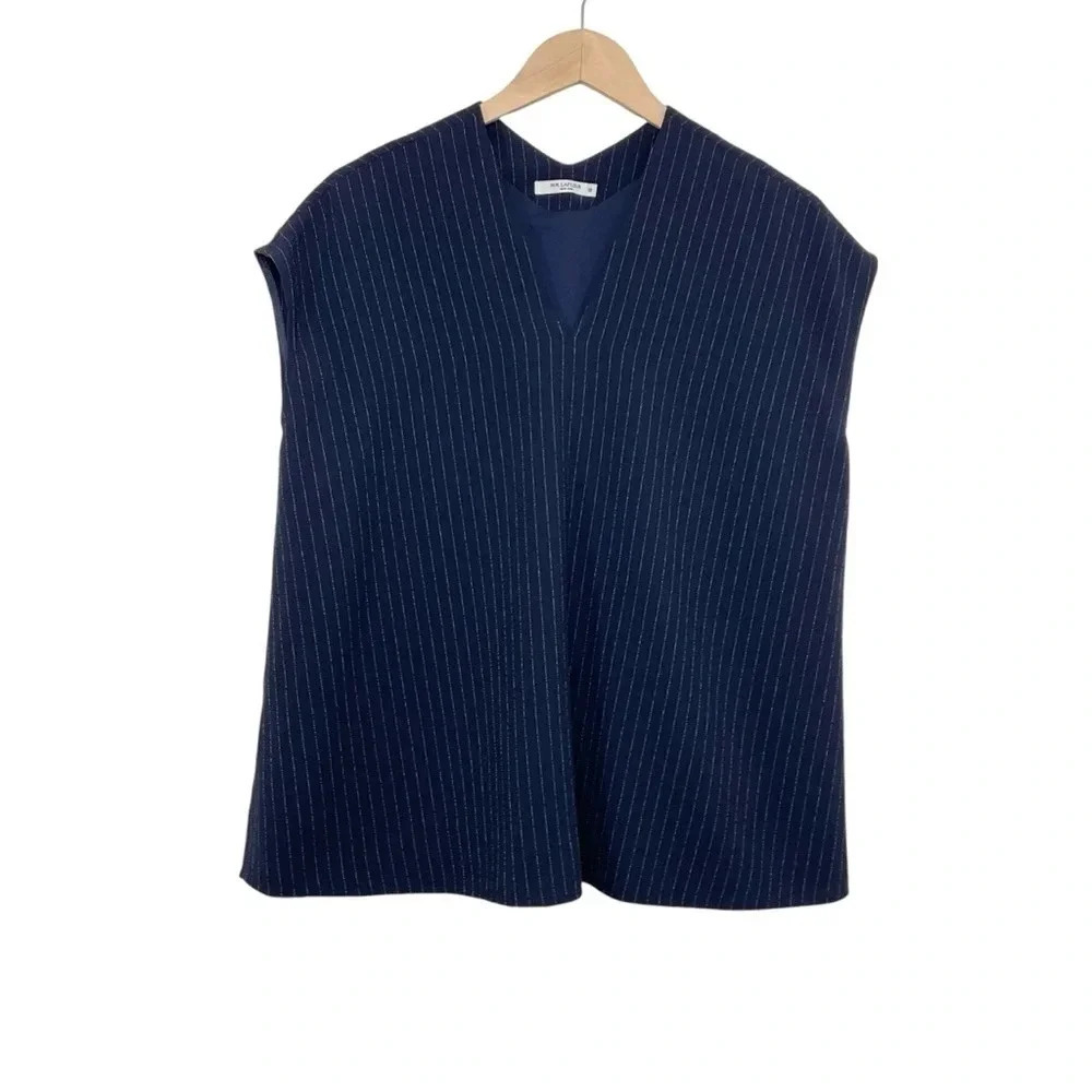 MM Lafleur Townsend Top Navy Stripe V-Neck Size XS